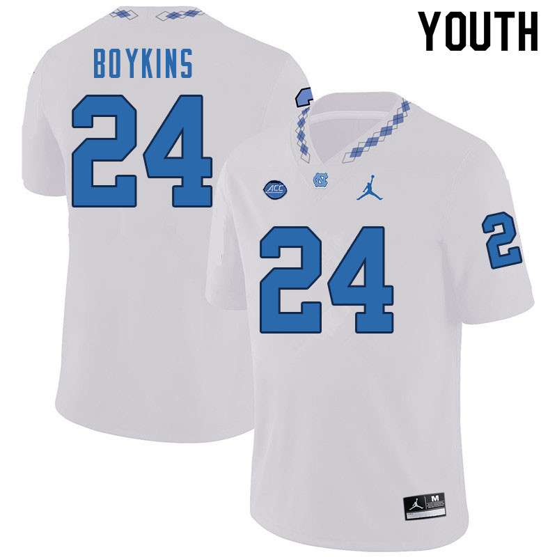 Youth #24 DeAndre Boykins North Carolina Tar Heels College Football Jerseys Sale-White